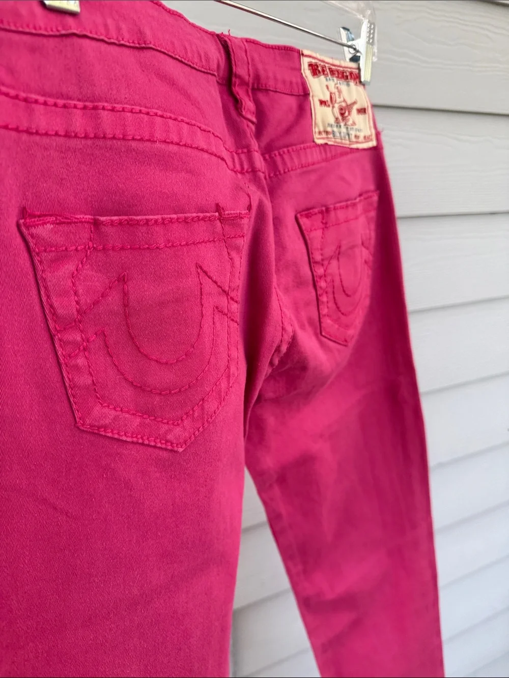 True Religion Women's Skinny Jeans in Fuchsia Pink - Picture 4 of 9